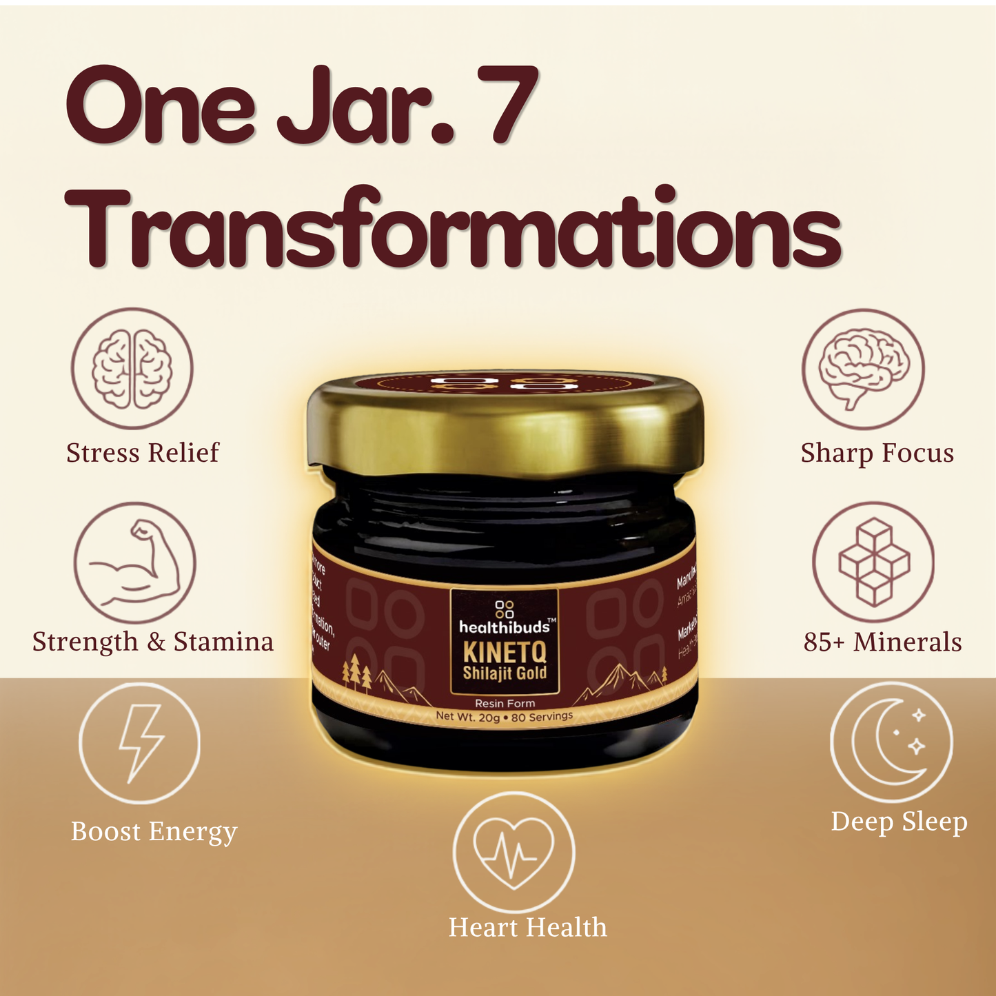 KINETQ Shilajit /Shilajeet Gold Resin | Blend of 7 Herbs