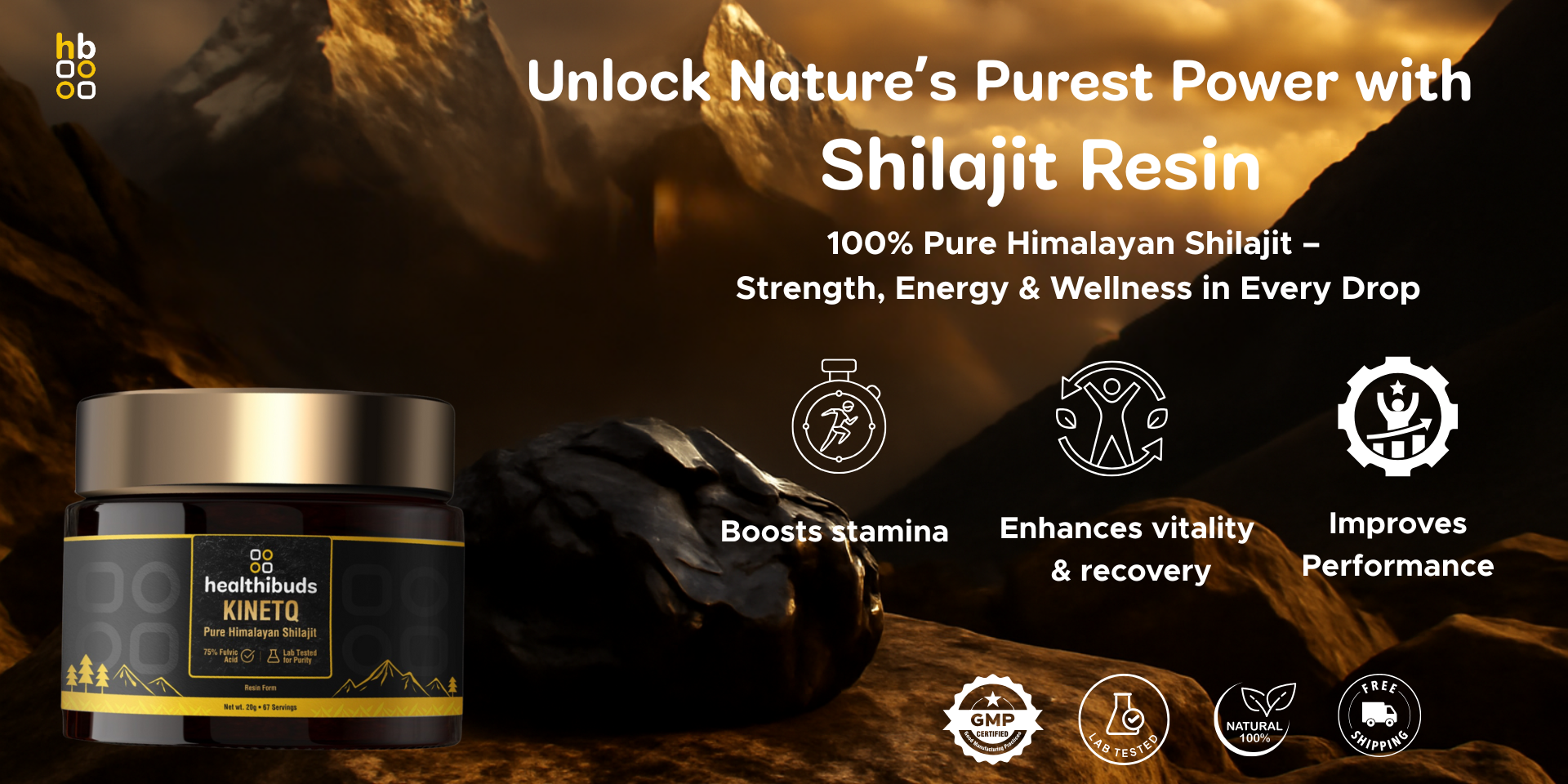Healthibuds Shilajit Gold Resin 20g Bottle