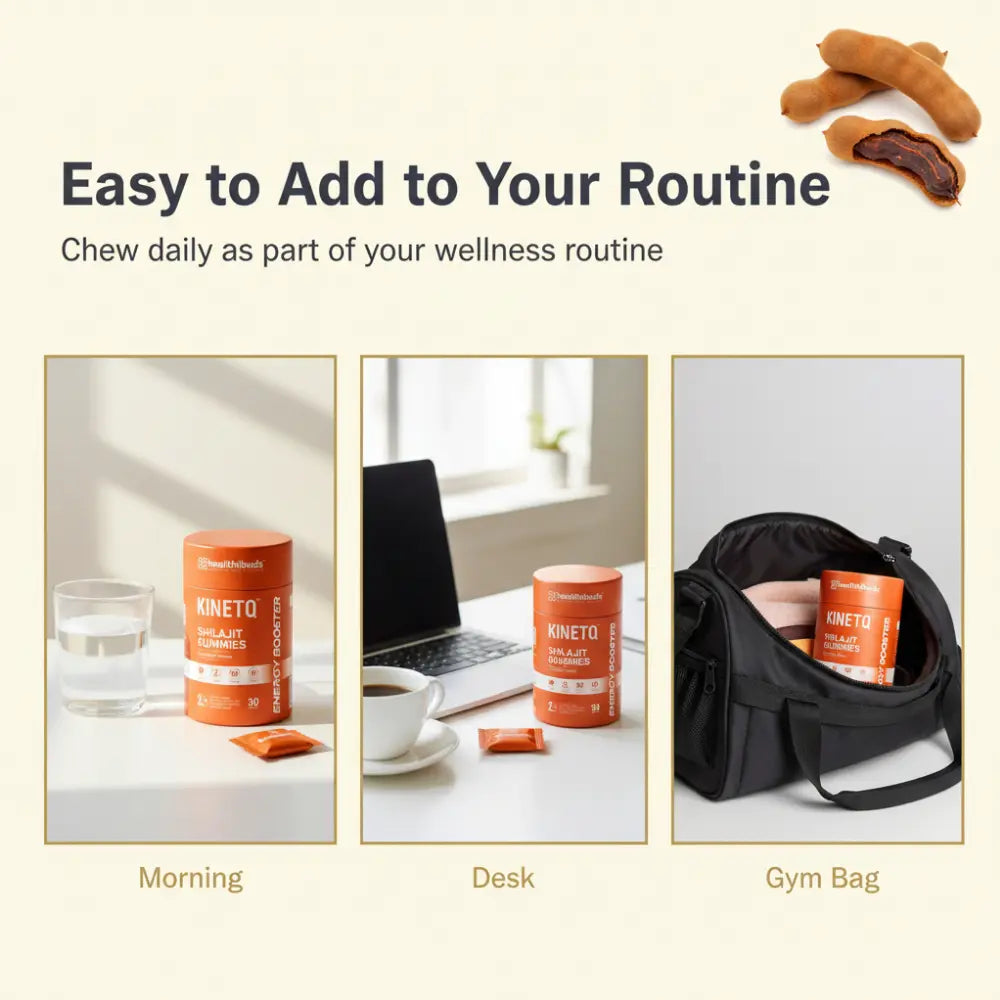 Promotional image of KINETO product packaging with text 'Easy to Add to Your Routine' on a light background.