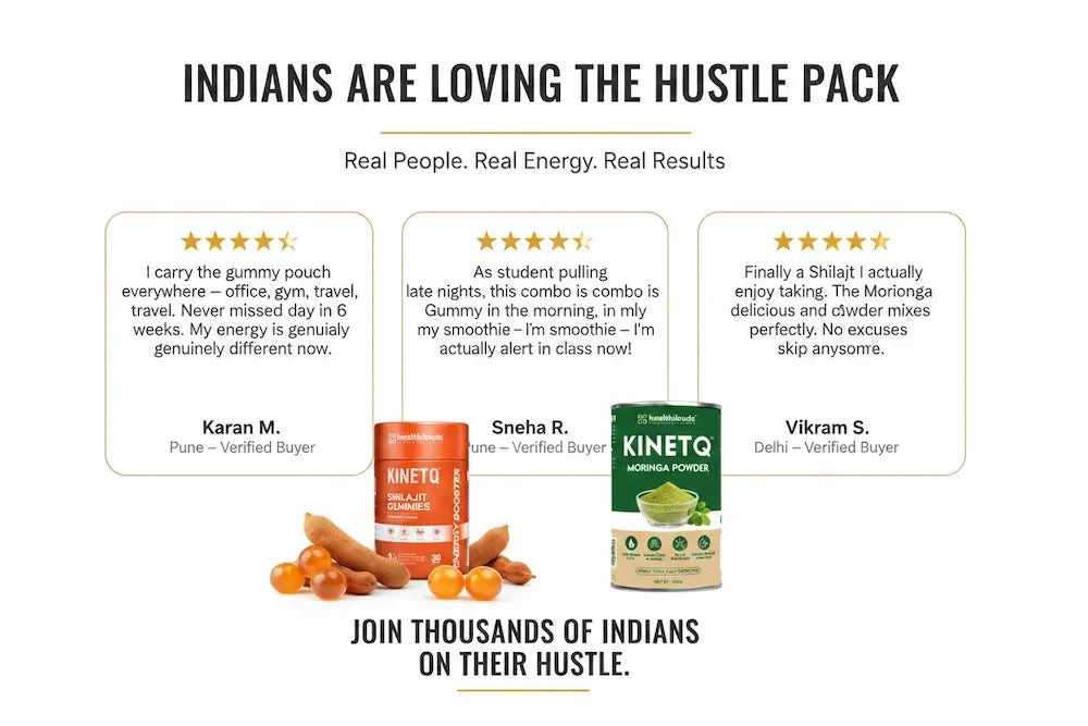Advertisement for KINETO products with customer testimonials on a white background