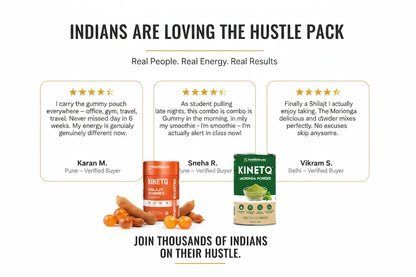 Advertisement for KINETO products with customer testimonials on a white background