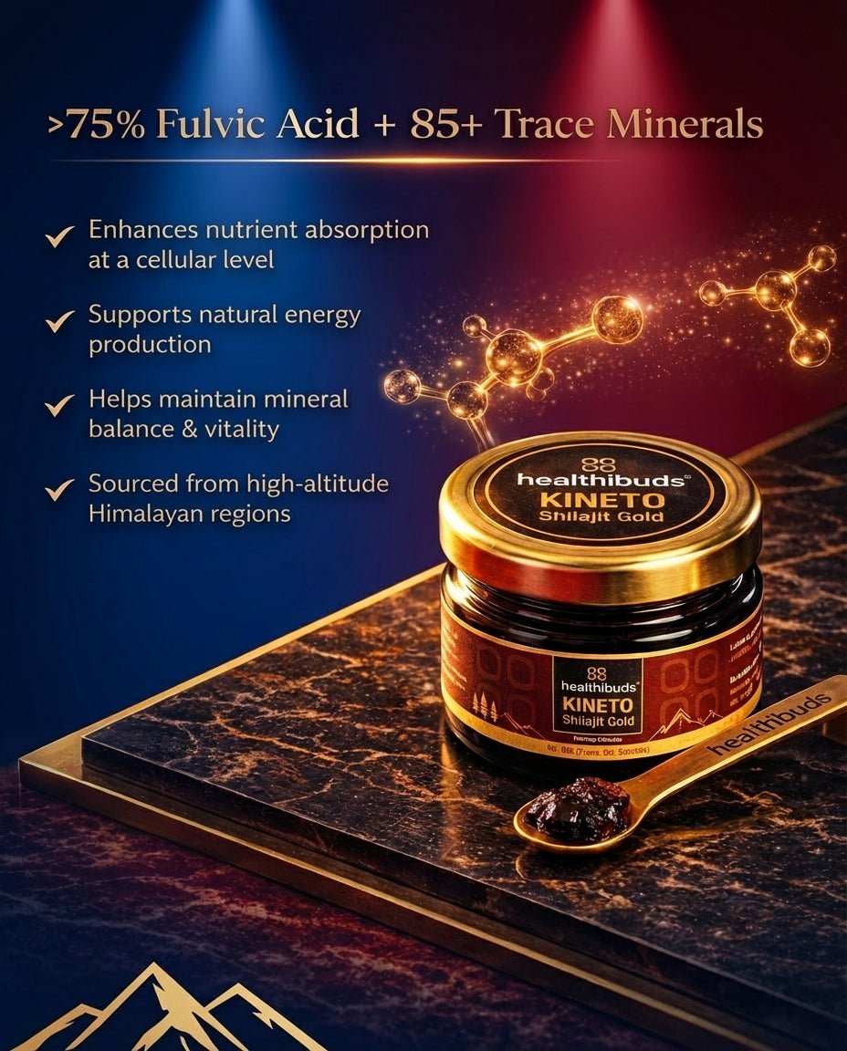 KINETQ 7 Herbs Shilajit Gold Resin Combo | For Mental Focus, Peak Performance & Stamina | Shilajeet for Men & Women - Healthibuds