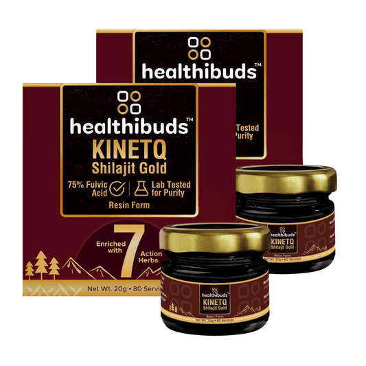 KINETQ 7 Herbs Shilajit Gold Resin Combo | For Mental Focus, Peak Performance & Stamina | Shilajeet for Men & Women - Healthibuds