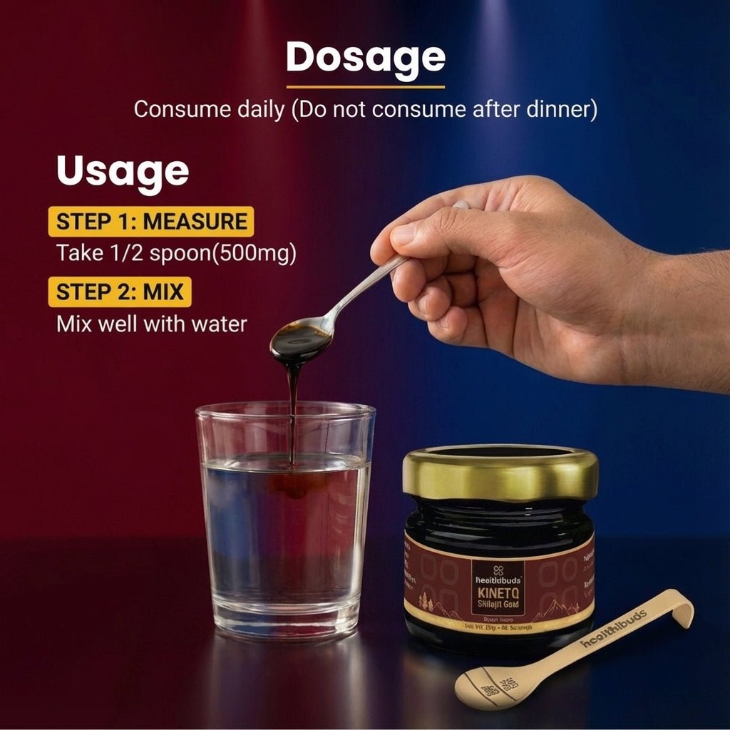 KINETQ 7 Herbs Shilajit Gold Resin | For Mental Focus, Peak Performance & Stamina | Shilajeet for Men & Women - Healthibuds