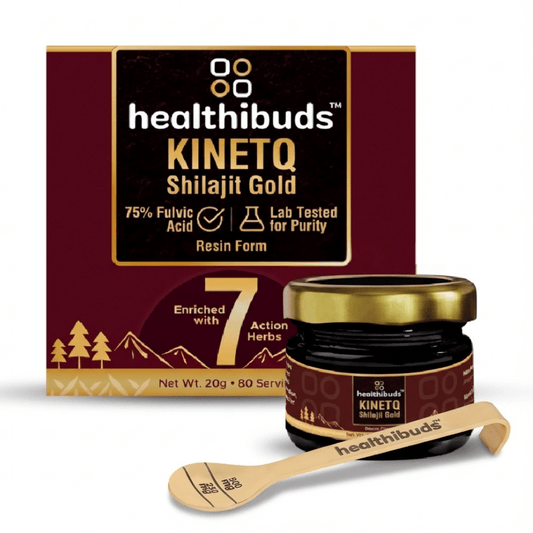 KINETQ 7 Herbs Shilajit Gold Resin | For Mental Focus, Peak Performance & Stamina | Shilajeet for Men & Women - Healthibuds