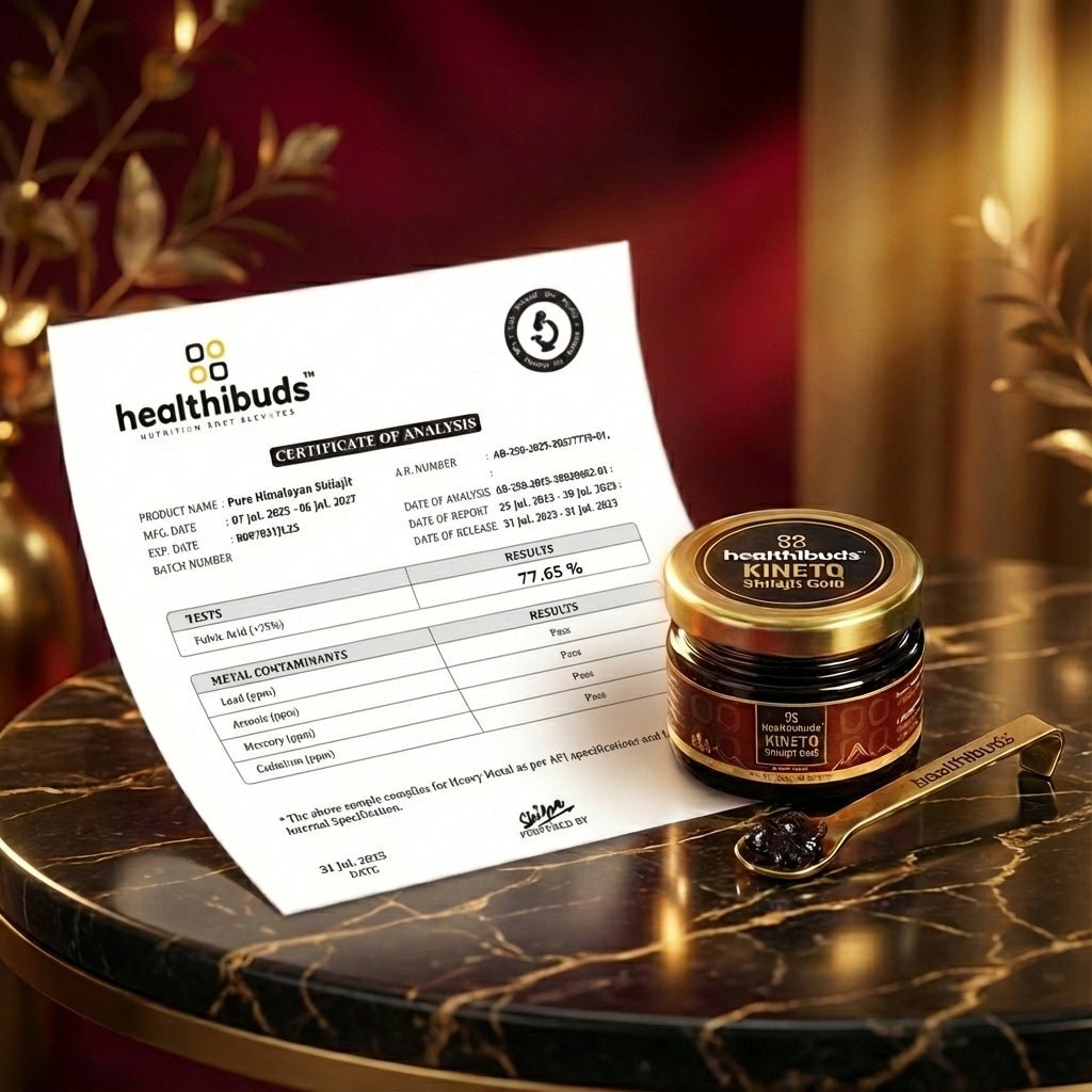 KINETQ 7 Herbs Shilajit Gold Resin | For Mental Focus, Peak Performance & Stamina | Shilajeet for Men & Women - Healthibuds