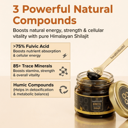 KINETQ Pure Himalayan Shilajit Resin | >75% Fulvic Acid & 85+ Trace Minerals - Healthibuds