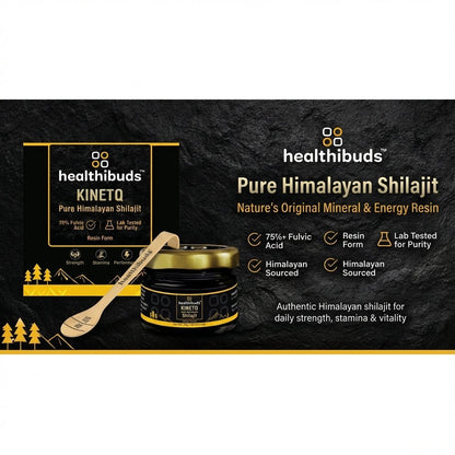 KINETQ Pure Himalayan Shilajit Resin | >75% Fulvic Acid & 85+ Trace Minerals - Healthibuds