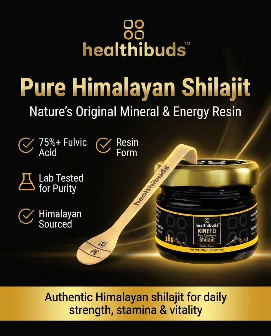 KINETQ Pure Himalayan Shilajit Resin Combo | >75% Fulvic Acid & 85+ Trace Minerals - Healthibuds