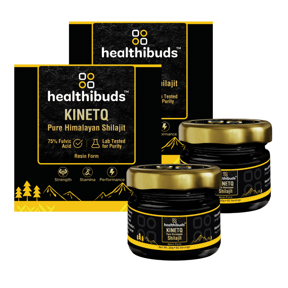 KINETQ Pure Himalayan Shilajit Resin Combo | >75% Fulvic Acid & 85+ Trace Minerals - Healthibuds