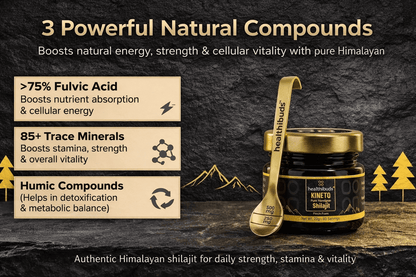 KINETQ Pure Himalayan Shilajit Resin Combo | >75% Fulvic Acid & 85+ Trace Minerals - Healthibuds