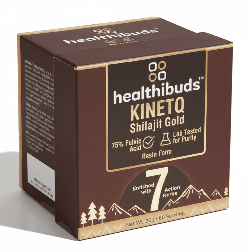 KINETQ Shilajit Gold Resin 20g with 7 Herbs | For Mental Focus, Peak Performance & Stamina - Healthibuds