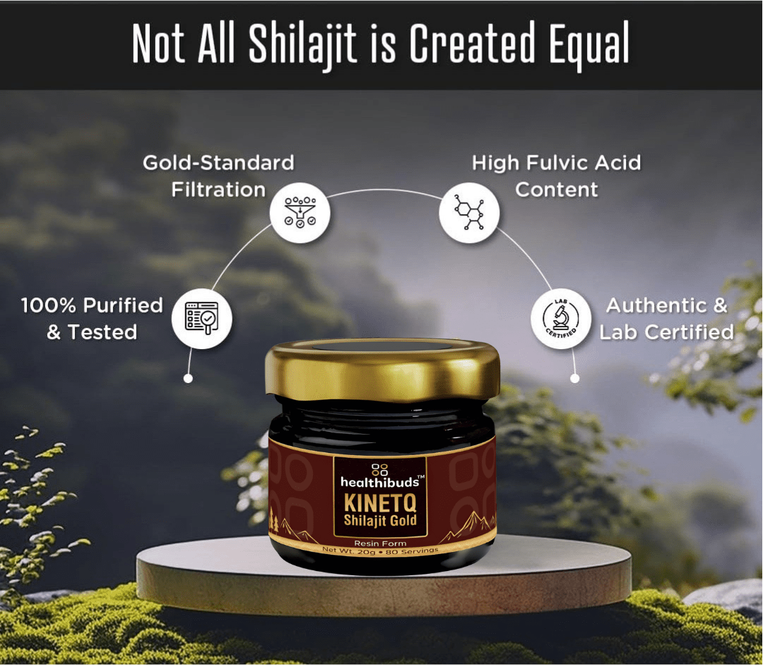 KINETQ Shilajit Wellness Duo - for Strength, Energy and Stress Adaptability - Healthibuds