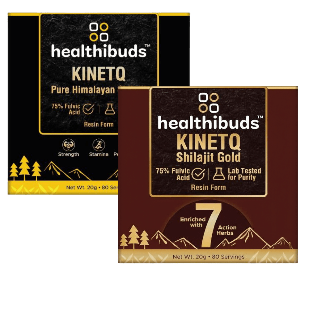 KINETQ Shilajit Wellness Duo - for Strength, Energy and Stress Adaptability - Healthibuds