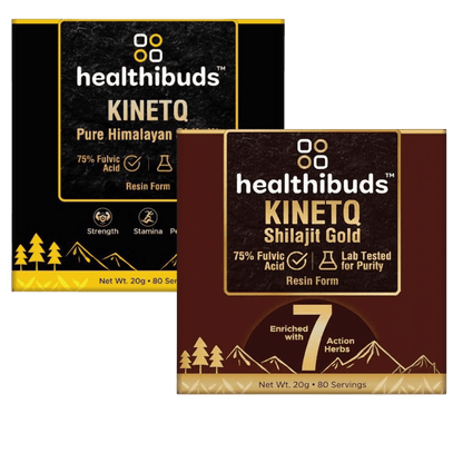 KINETQ Shilajit Wellness Duo - for Strength, Energy and Stress Adaptability - Healthibuds