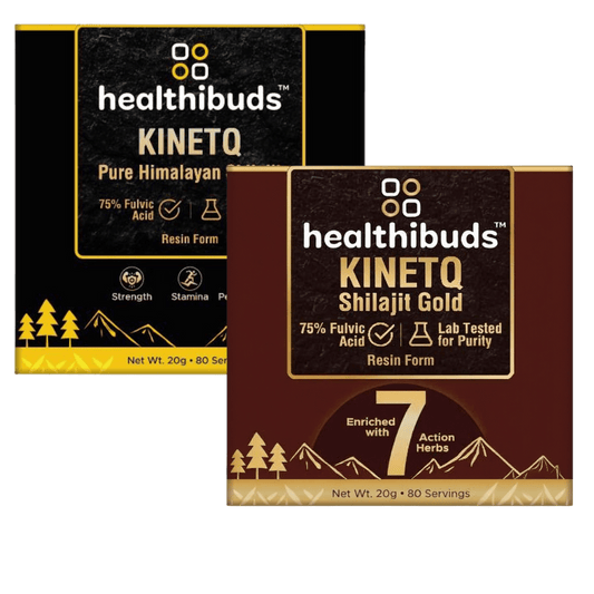 KINETQ Shilajit Wellness Duo - for Strength, Energy and Stress Adaptability - Healthibuds