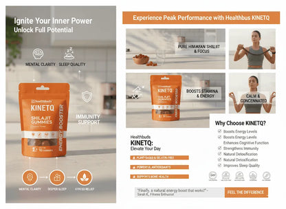 Healthbus KINETQ product packaging with promotional text on a light background