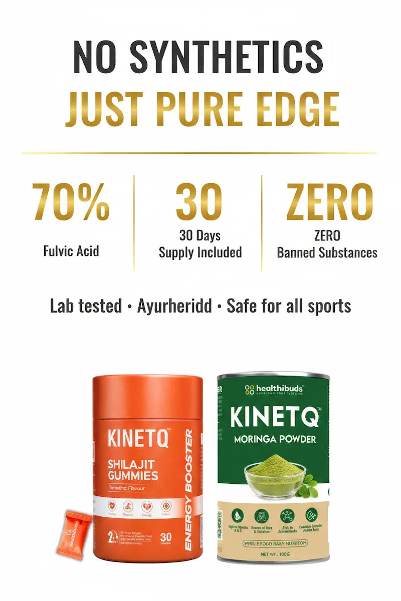The Athlete's Edge | Shilajit Gummies 30-Pack + Moringa 100g | Sports Performance Combo