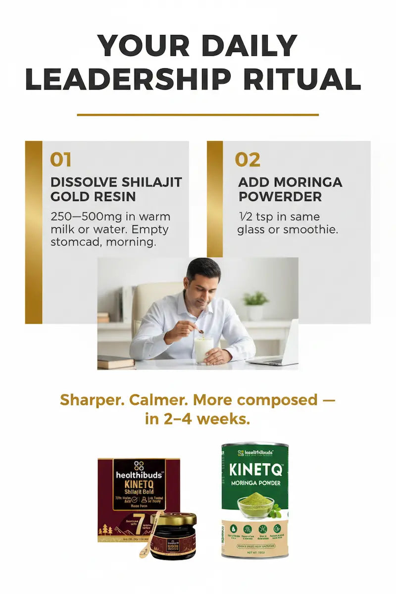 The Composed Leader | Shilajit Gold Resin + Moringa 100g | Stress & Leadership Performance Combo