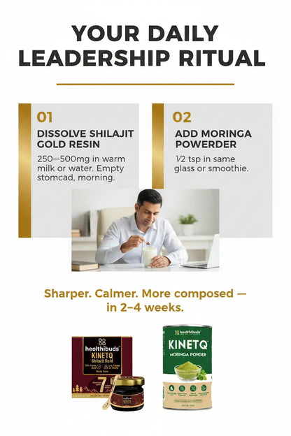 The Composed Leader | Shilajit Gold Resin + Moringa 100g | Stress & Leadership Performance Combo