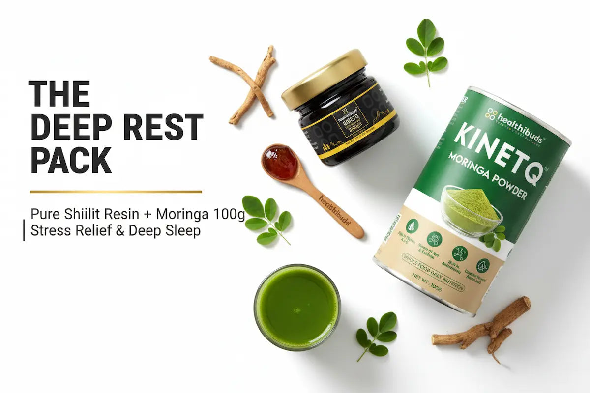 The Deep Rest Pack | Shilajit Resin + Moringa 100g | Stress Relief Combo