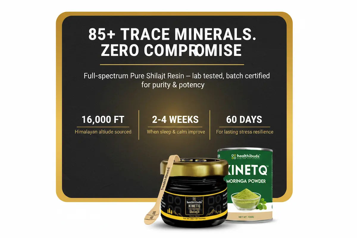 The Deep Rest Pack | Shilajit Resin + Moringa 100g | Stress Relief Combo