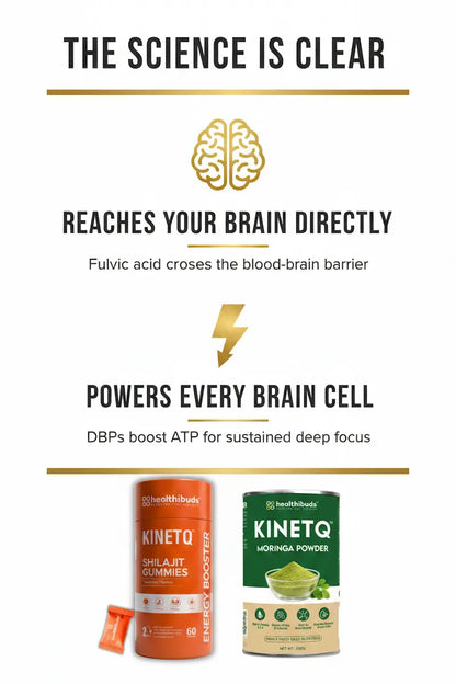 Advertisement for Kinetiq products with text about brain health and science.