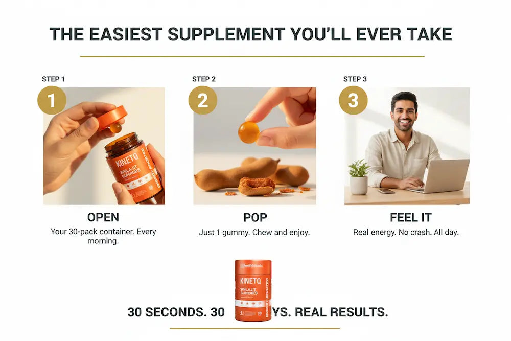 The First Spark | KINETQ Shilajit Gummies 30-Pack | Tangy Tamarind | Energy Booster