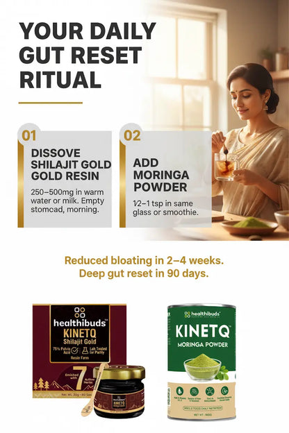 The Gut-Immune Reset | Shilajit Gold Resin + Moringa 100g | Gut Health & Immunity Combo