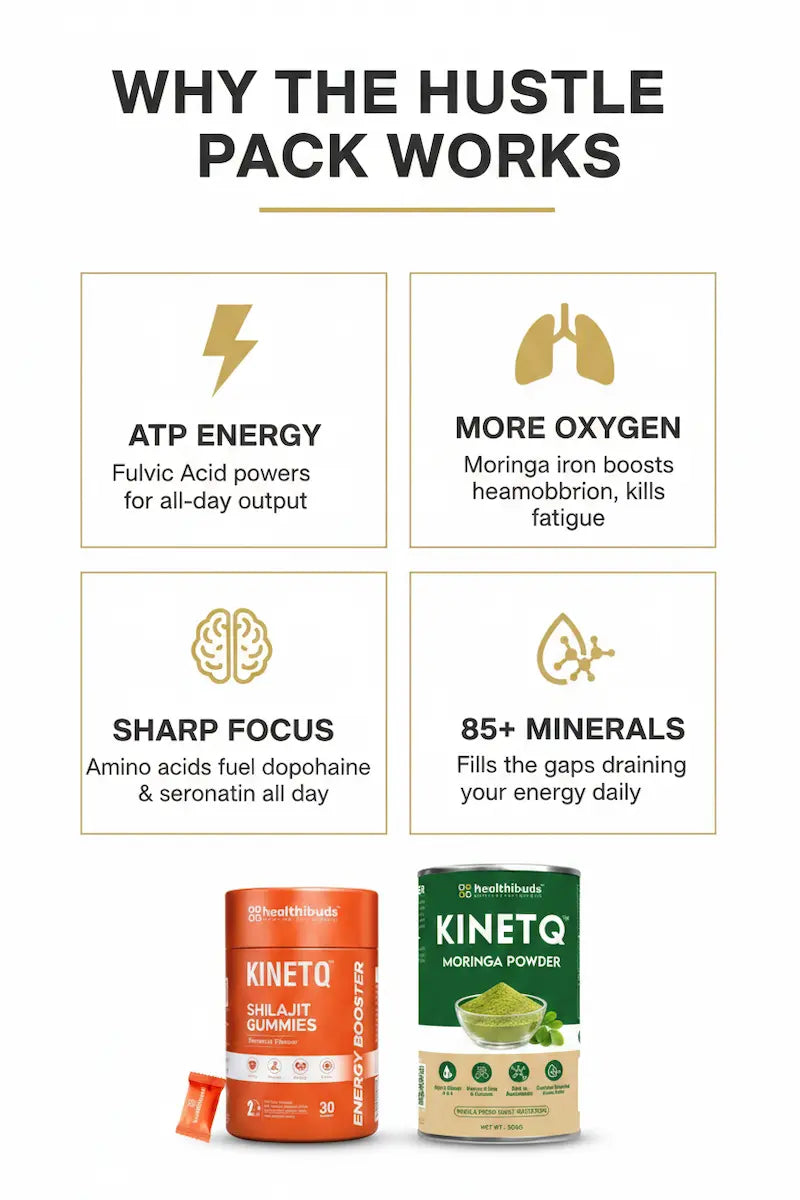 The Hustle Pack | Shilajit Gummies 30-Pack + Moringa 100g | Daily Energy Combo