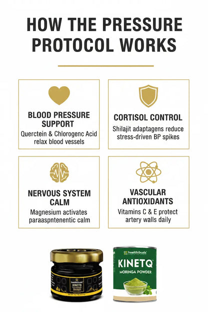 The Pressure Protocol | Shilajit Resin + Moringa 100g | Blood Pressure & Stress Support Combo