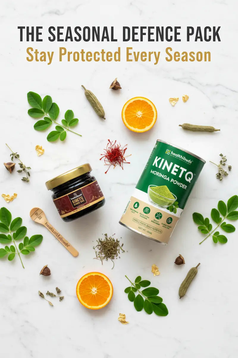 The Seasonal Defence Pack | Shilajit Gold Resin + Moringa 100g | Seasonal Immunity Combo
