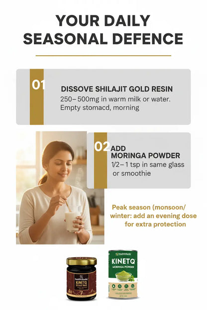 The Seasonal Defence Pack | Shilajit Gold Resin + Moringa 100g | Seasonal Immunity Combo